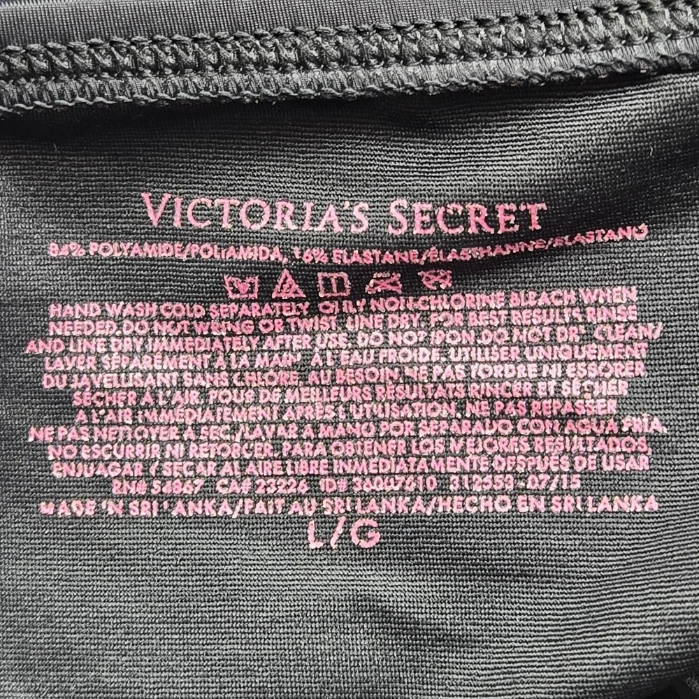 Victoria Secret Women Swimsuit Large Black Halter One Piece Ruched Lightly Line